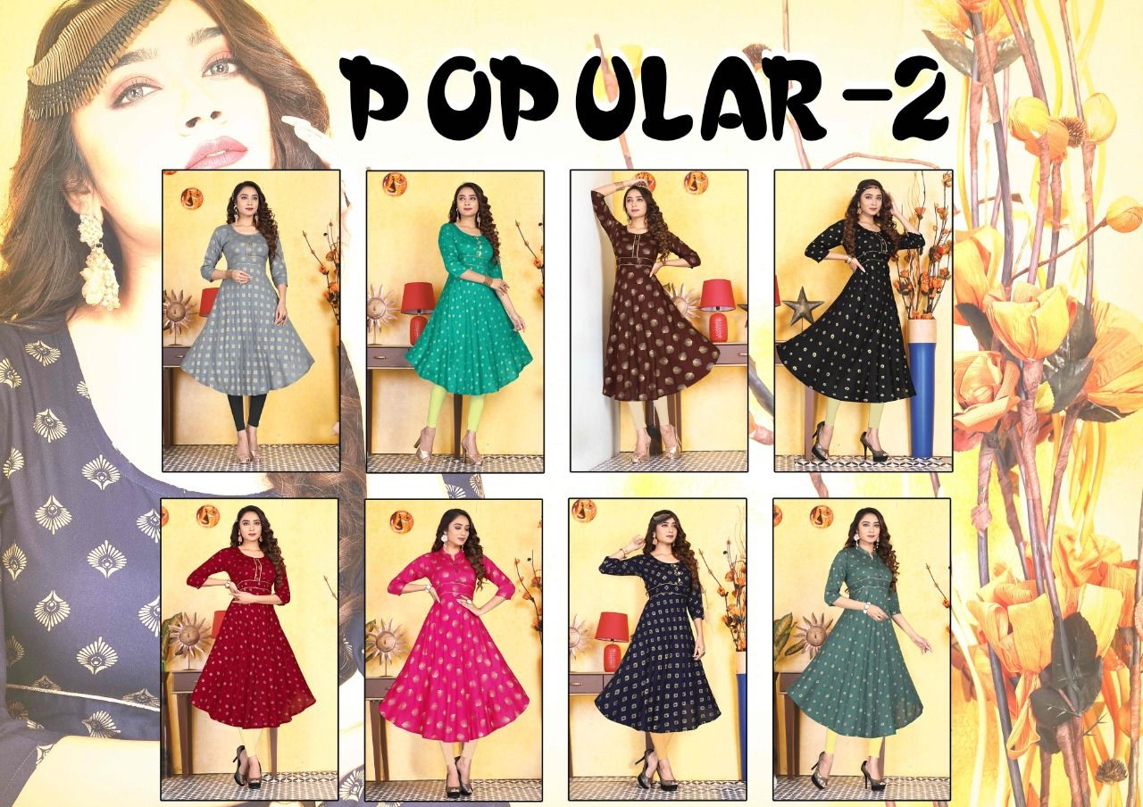 Beauty Queen Popular 2 Casual Daily Wear Rayon Printed  Anarkali Kurti Collection